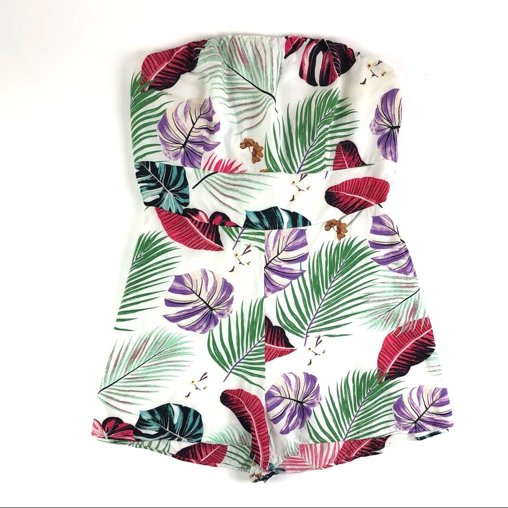 MOD Boutique Strapless Tropical Print Romper